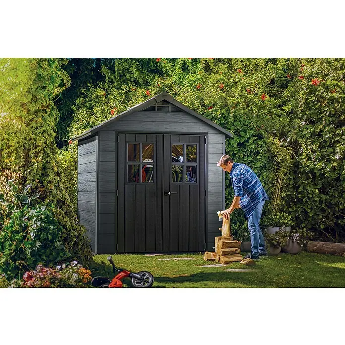 Keter Caseta para jardín Newton 757 - 228 cm, 223,5 cm, Plástico, Gris - Foto ambiente