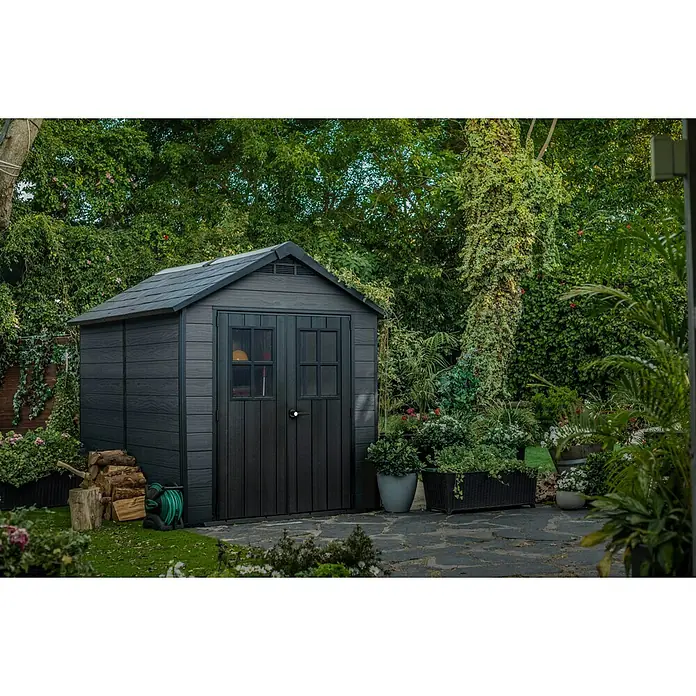 Keter Caseta para jardín Newton 759 - 287 cm, 228 cm, Plástico, Gris - Foto ambiente