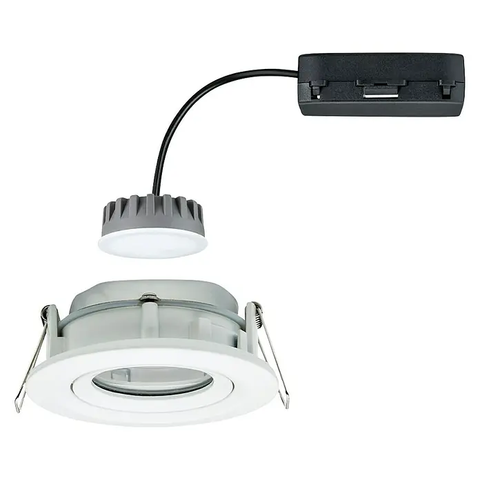 Paulmann LED ugradbena svjetiljka, okrugla Nova Plus - 6,8 W, Bijele boje, Topla bijela, IP65 - Dijagonalni pogled
