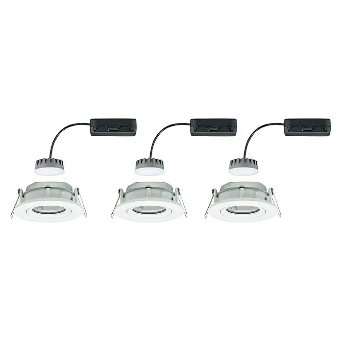 Paulmann LED-Einbauleuchten-Set Nova Plus - 6,8 W, Weiß, 3 Stk., Warmweiß, IP65 - Diagonale Ansicht