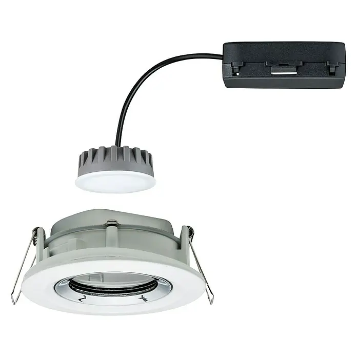Paulmann LED-Einbauleuchte rund Nova Plus - 6,8 W, Weiß/Chrom, Warmweiß, IP65 - Diagonale Ansicht