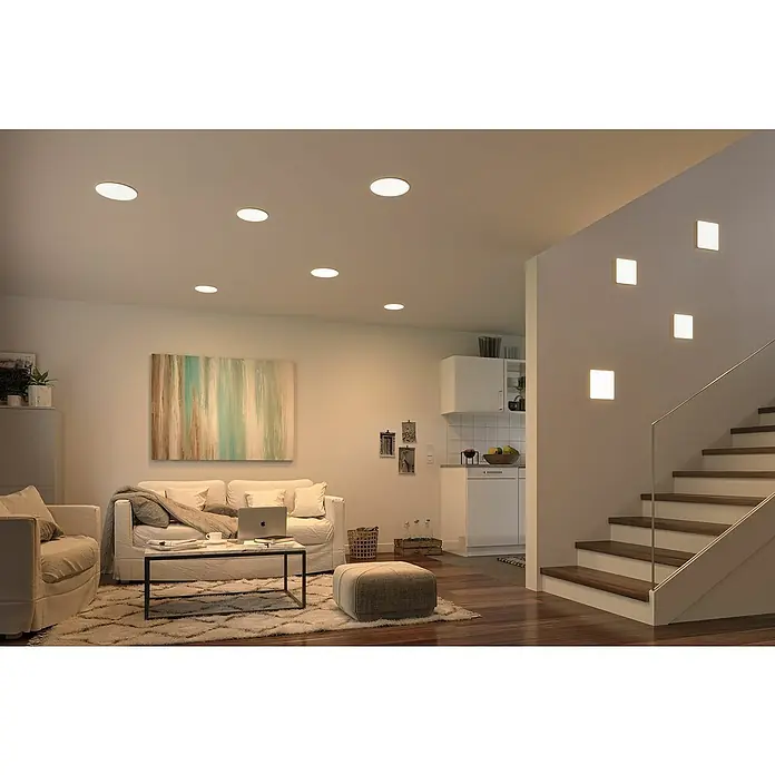 Paulmann LED-Panel Veluna VariFit - 21 W, L x B x H: 21,5 x 21,5 x 3,1 cm, Satin, Warmweiß - Stimmungsaufnahme