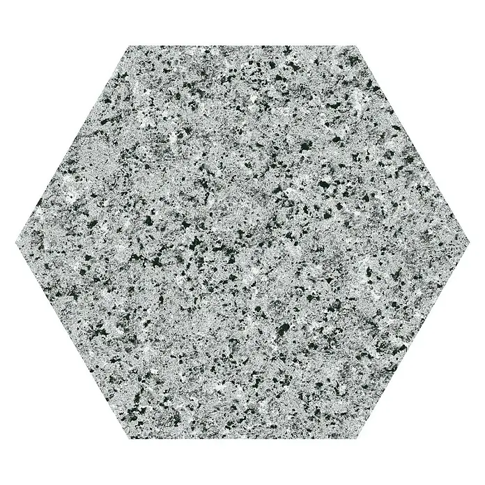 Feinsteinzeugfliese Hexagon Granite Grey - 25 x 22 cm, Grau, Matt - Draufsicht