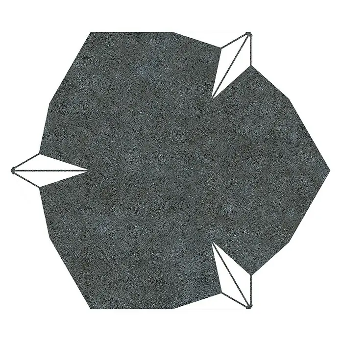Feinsteinzeugfliese Hexagon Stella Night - 22 x 25 cm, Grau/Weiß, Matt - Draufsicht