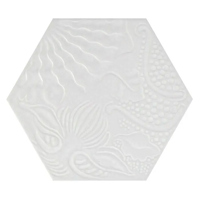 Feinsteinzeugfliese Hexagon Gaudi White - 22 x 25 cm, Weiß, Matt - Draufsicht