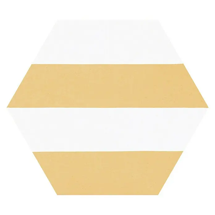 Feinsteinzeugfliese Hexagon Porto Capri Yellow - 22 x 25 cm, Weiß/Gelb, Matt - Draufsicht