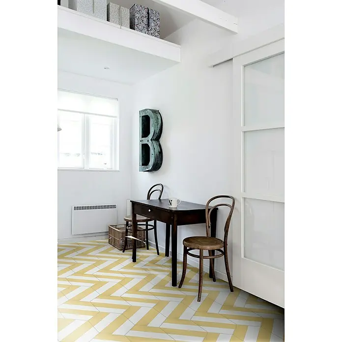 Feinsteinzeugfliese Hexagon Porto Capri Yellow - 22 x 25 cm, Weiß/Gelb, Matt - Stimmungsaufnahme