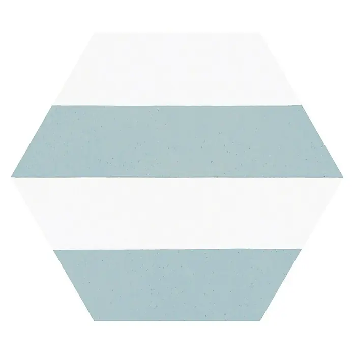 Feinsteinzeugfliese Hexagon Porto Capri Aqua - 22 x 25 cm, Blau/Weiß, Matt - Draufsicht