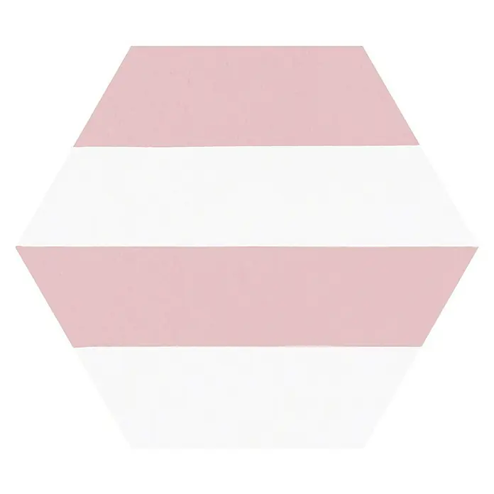 Feinsteinzeugfliese Hexagon Porto Capri Rose - 22 x 25 cm, Weiß/Rosa, Matt - Draufsicht
