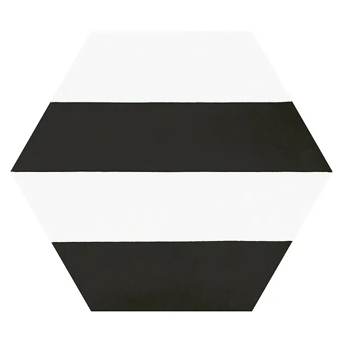 Feinsteinzeugfliese Hexagon Porto Capri Black - 22 x 25 cm, Schwarz/Weiß, Matt - Draufsicht