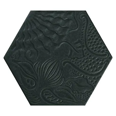 Feinsteinzeugfliese Hexagon Gaudi Black