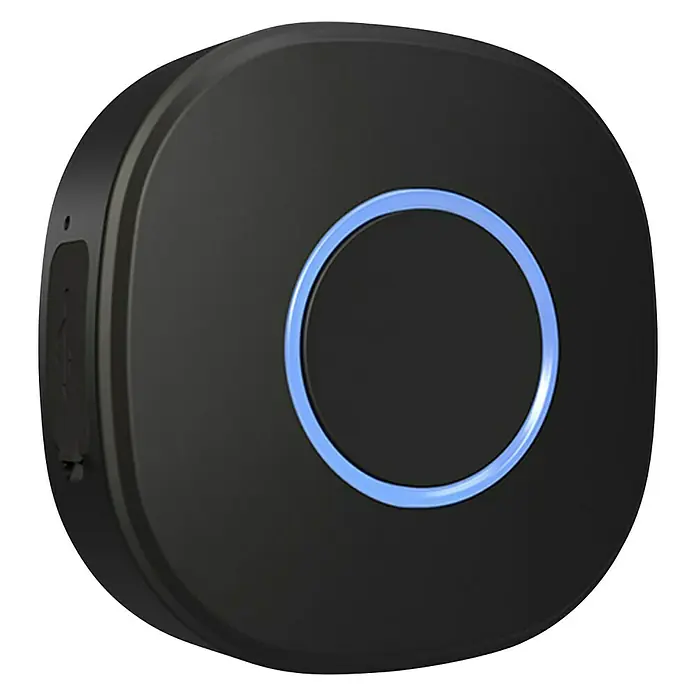 Shelly Funkschalter Button 1 WiFi - Schwarz, Micro USB, L x B x H: 45 x 45 x 16 mm - Vorderansicht