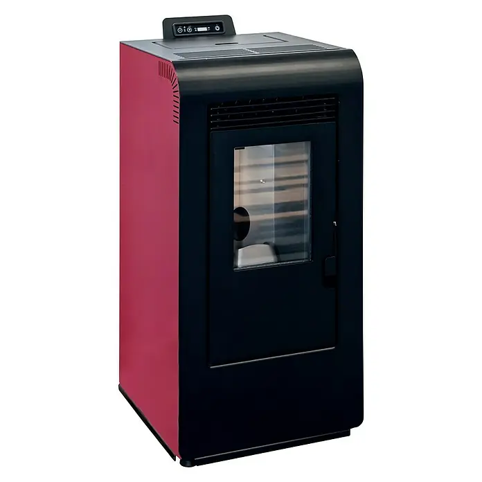 Estufa de pellets Power - 2,64 kW - 8,02 kW, Volumen de calefacción: 135 m³, Negro/Burdeos - Vista angular