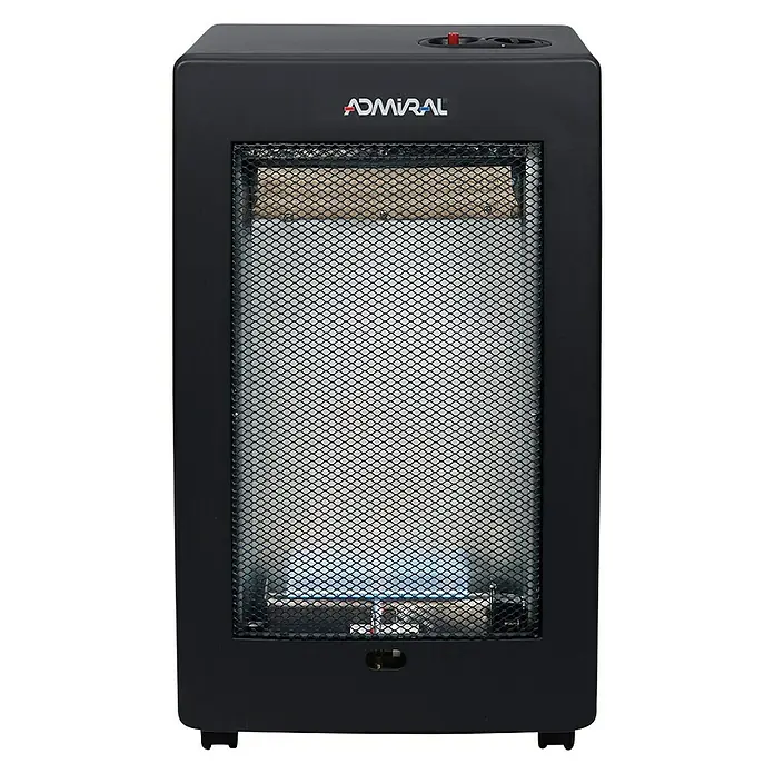 Admiral Estufa de gas de llama azul Berna AD-20AZ - 3,8 kW, Negro - Vista frontal