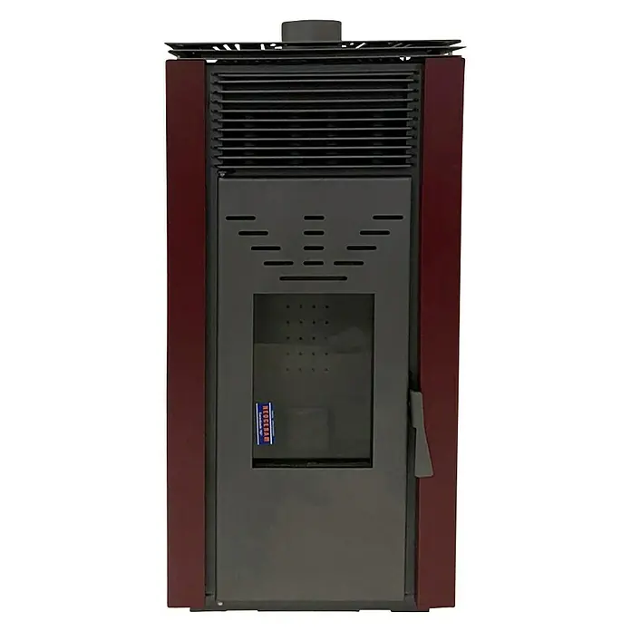 Estufa de pellets Cero R.E.M. - 4,49 kW - 8,8 kW, Volumen de calefacción: 200 m³, Negro/Burdeos - Vista frontal