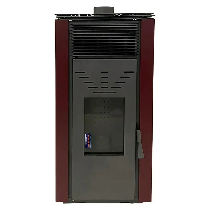Estufa de pellets Cero R.E.M. con ventilación - 4,49 kW - 8,8 kW, Volumen de calefacción: 200 m³, Negro/Burdeos - Vista frontal