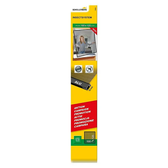 Schellenberg Mosquitera Basic - An x Al: 100 x 120 cm, Color tejido: Antracita - Vista frontal