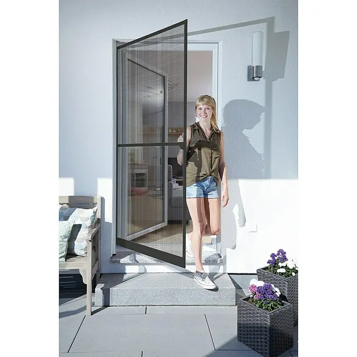 Schellenberg Mosquitera Action - An x Al: 100 x 210 cm, Color bastidor: Antracita, Puertas - Producto en uso