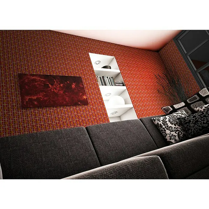 Mozaïektegel vierkant WAVY 25 - 30 x 30 cm, Rood, Glanzend - Sfeeropname