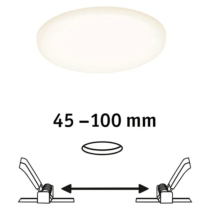 Paulmann Okrugla ploča s LED svjetlom - 8,5 W, Ø x V: 12,5 x 3,1 cm, Satin, Topla bijela - Dijagonalni pogled