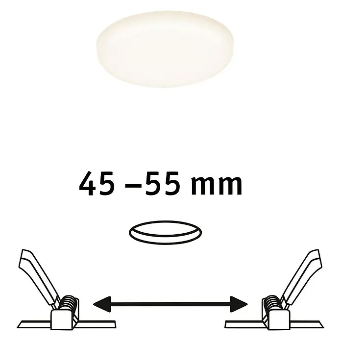 Paulmann Okrugla ploča s LED svjetlom Veluna VariFit - 6 W, Ø x V: 7,5 x 3,1 cm, Satin, Topla bijela - Dijagonalni pogled