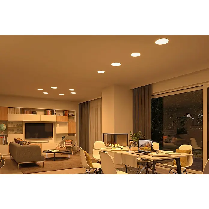 Paulmann Okrugla ploča s LED svjetlom - 17 W, Ø x V: 18,5 x 3,1 cm, Satin, Topla bijela - Živopisni prikaz