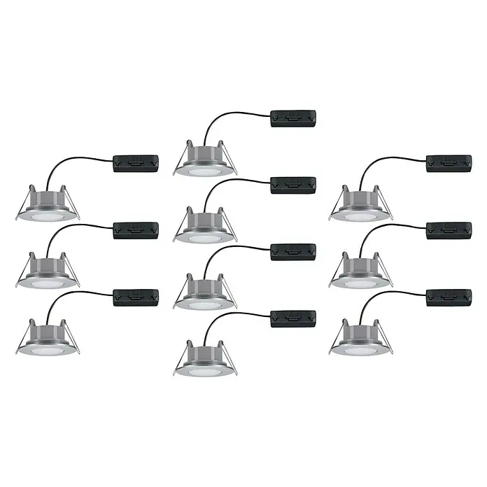 Paulmann LED-Einbauleuchte Calla - Neutralweiß, 10 Stk., IP65, Durchmesser: 9 cm, Grau - Linke Seitenansicht