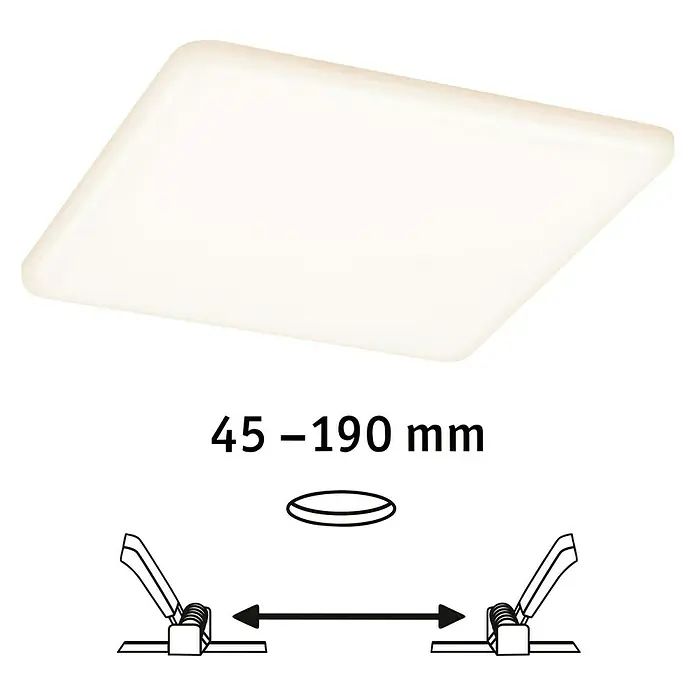 Paulmann LED-Panel Veluna VariFit - 20 W, L x B x H: 18,5 x 18,5 x 3,1 cm, Satin, Warmweiß, 3.000 K - Diagonale Ansicht