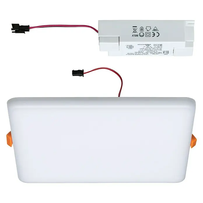 Paulmann LED-Panel Veluna VariFit - 20 W, L x B x H: 18,5 x 18,5 x 3,1 cm, Satin, Warmweiß, 3.000 K - Diagonale Ansicht