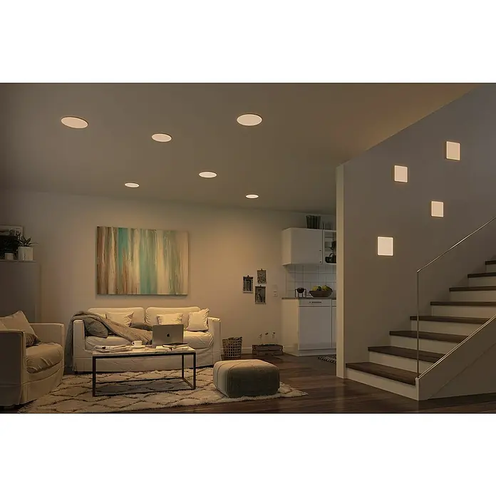 Paulmann LED-Panel Veluna VariFit - 17 W, L x B x H: 18,5 x 18,5 x 3,1 cm, Satin, Warmweiß - Stimmungsaufnahme