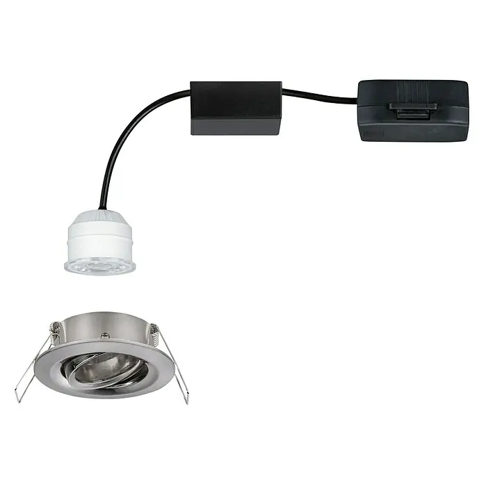 Paulmann LED-Einbauleuchte rund Nova Mini - 4 W, Eisen gebürstet, Warmweiß - Linke Seitenansicht