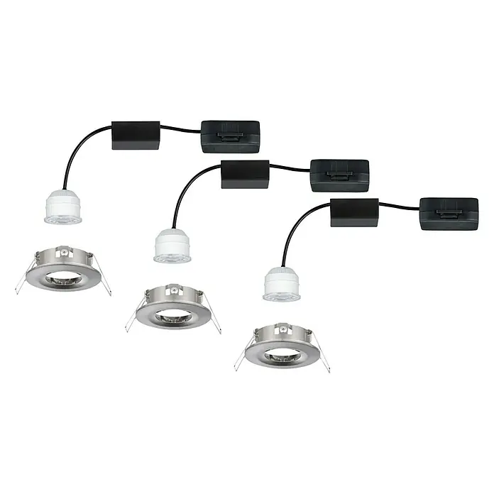 Paulmann LED-Einbauleuchten-Set Nova Mini - 12 W, Eisen gebürstet, 3 Stk., Warmweiß - Linke Seitenansicht