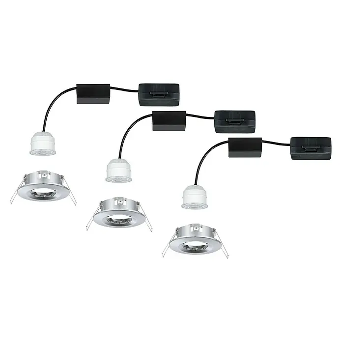 Paulmann LED-Einbauleuchten-Set Nova Mini - 12 W, Chrom, 3 Stk., Warmweiß - Linke Seitenansicht