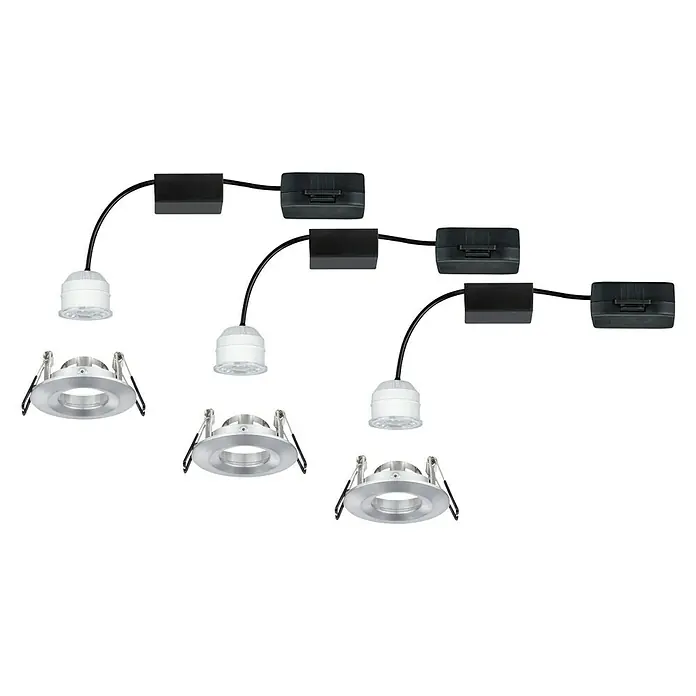Paulmann LED-Einbauleuchten-Set Nova Mini - 12 W, Aluminium, Warmweiß - Linke Seitenansicht