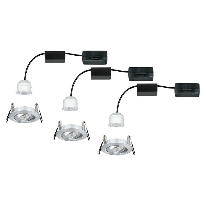 Paulmann LED-Einbauleuchten-Set Nova Mini - 12 W, Aluminium gebürstet, Warmweiß - Linke Seitenansicht