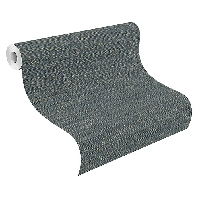 Rasch Highlands Vliestapete Bambus - Blau, Holzoptik, 10,05 x 0,53 m - Diagonale Ansicht