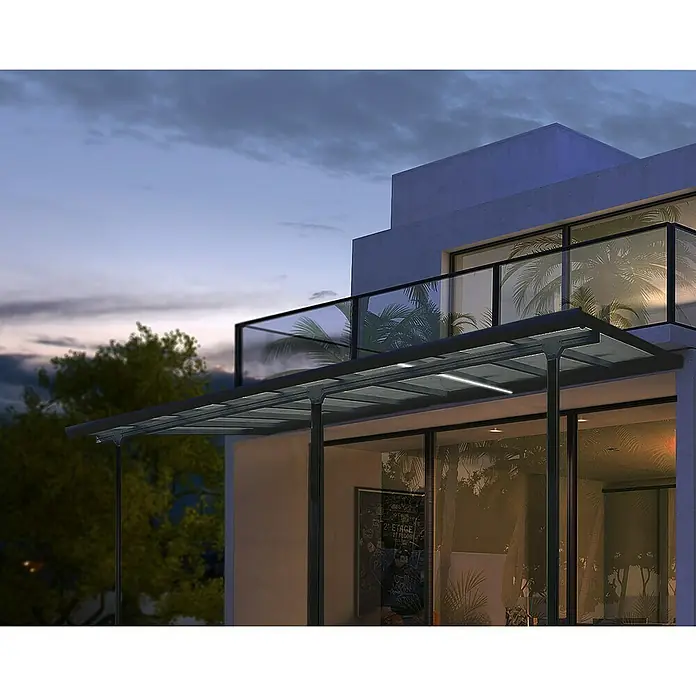 Terrasoverkapping Toscane LED - Diepte: 3 m, b x h: 4,2 x 2,1 m, Antracietgrijs - Sfeeropname