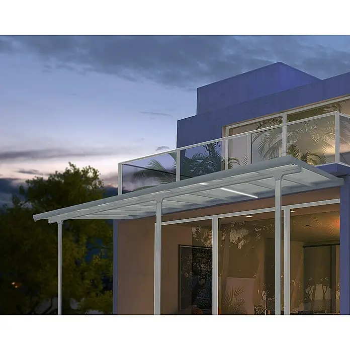 Terrassenüberdachung Tuscany LED - Tiefe: 3 m, B x H: 5,46 x 2,1 m, Weiß - Stimmungsaufnahme