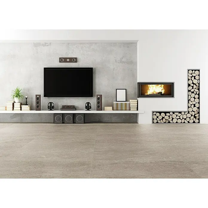 BHS Showroom Pavimento porcelánico Core - 60 x 120 cm, Taupe, Rectificado, Efecto cemento - Foto ambiente