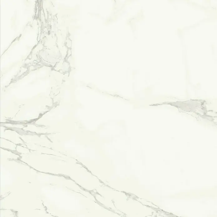 BHS Showroom Pavimento porcelánico Statuario - 80 x 80 cm, Blanco, Rectificado, Marmolado - Primer plano