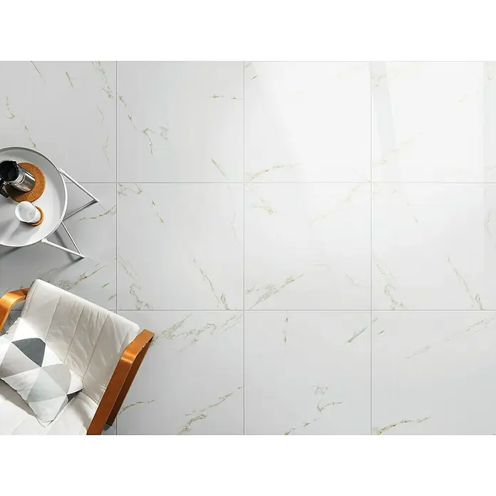 BHS Showroom Pavimento porcelánico Calacata - 60 x 60 cm, Mármol/Oro - Foto ambiente