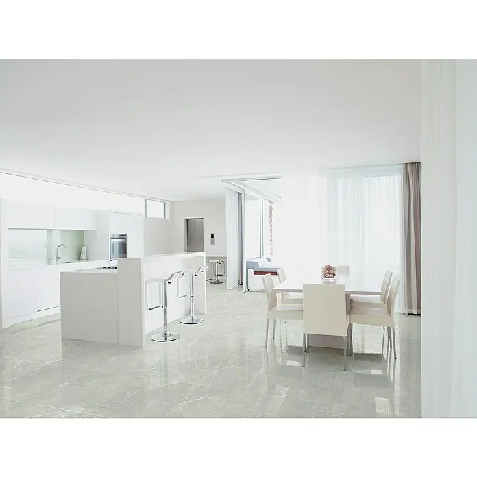 BHS Showroom Pavimento porcelánico Smart - 60 x 60 cm, Plateado, Rectificado, Marmolado - Foto ambiente