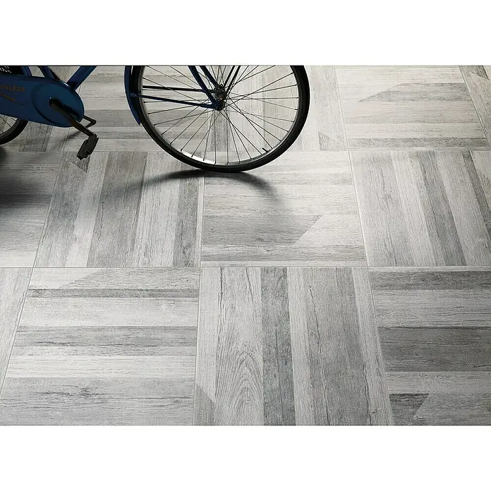BHS Showroom Pavimento porcelánico Wowood - 60 x 60 cm, Plateado, Rectificado, Estilo madera - Foto ambiente