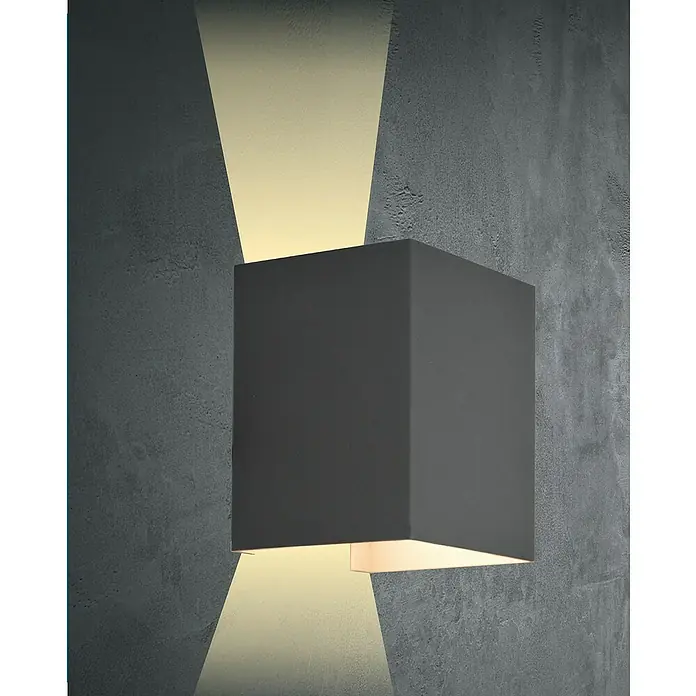 Starlux LED-Außenwandleuchte Umea XXL - 9 W, 12 x 12 x 16 cm, Anthrazit, IP54 - Stimmungsaufnahme