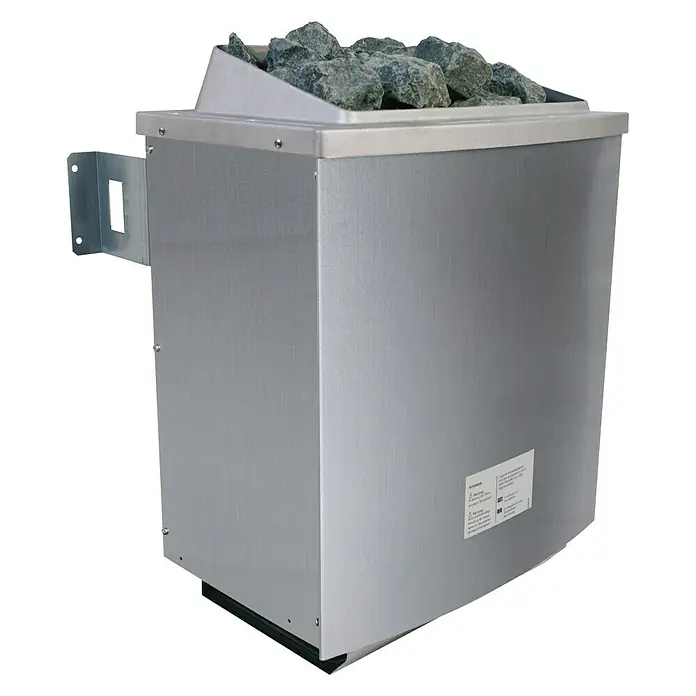 Karibu Elementsauna Oulu - Mit 9 kW Saunaofen mit externer Steuerung, Ohne Dachkranz, Material Tür: Ganzglas Bronze, 196 x 196 x 198 cm - Rechte Seitenansicht