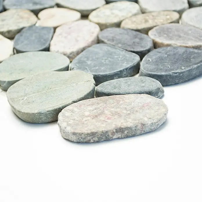 Mosaikfliese Kiesel XKS 403 - 31,5 x 31,5 cm, Grau/Beige, Matt - Detailaufnahme
