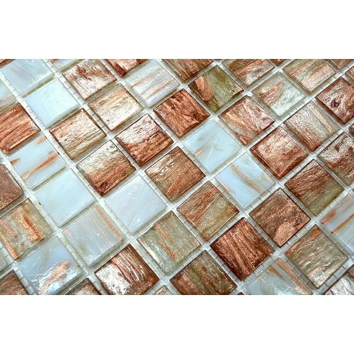 Mosaikfliese Quadrat Mix GM GS 101188 - 32,7 x 30,5 cm, Beige/Braun/Weiß, Matt - Detailaufnahme