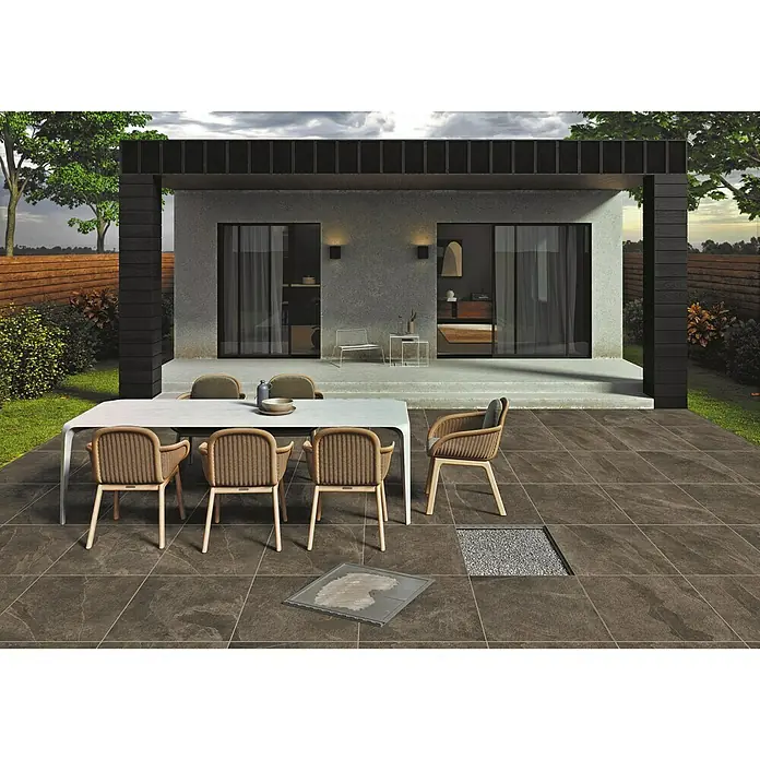 Feinsteinzeugfliese Click and Go Ardesia Black - 60 x 60 cm, Schwarz, Matt - Stimmungsaufnahme