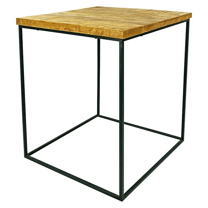 Holztisch Eckig - L x B x H: 36 x 36 x 54 cm, Material Tischplatte: Mangoholz - Diagonale Ansicht