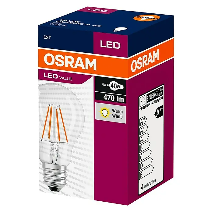 Osram LED žarulja Classic - E27, 7 W, A40, 806 lm - Dijagonalni pogled